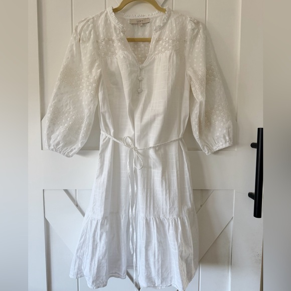 LOFT Dresses & Skirts - Loft White Boho Eyelet Cotton Dress